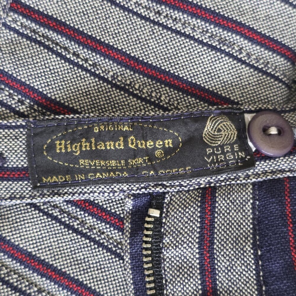 Highland Queen Plaid Reversible Pleated Skirt Womens 12 Blue Red White VTG FLAWS - Picture 3 of 16